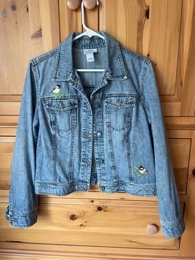 LOFT boho Denim Jacket with butterfly and Bird Embroidery